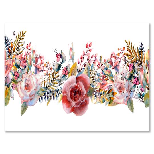 Designart - Pink Roses and Wildflower